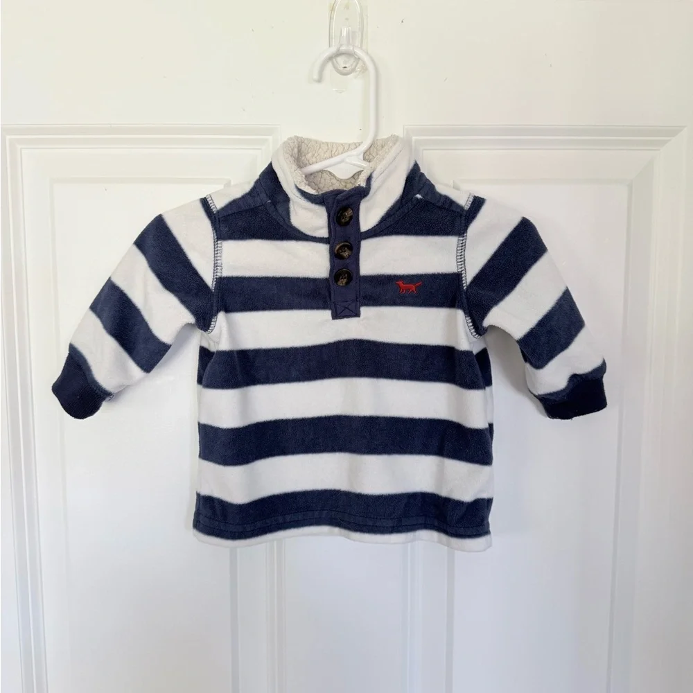 Carter's Cozy Navy & White Striped Baby Pullover - Size 3 months